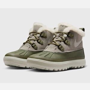 Nike Chukka Boots - Olive / Taupe - Suede / Rubber Outer and Sherpa-Lined - W 7